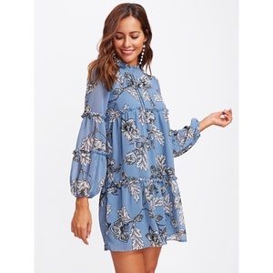 NWOT Shein High Neck Floral Ruffle Dress